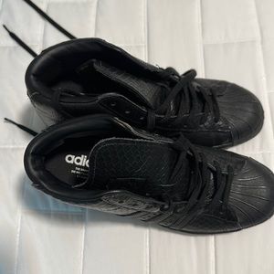 Adidas black wedge superstar sneakers high tops